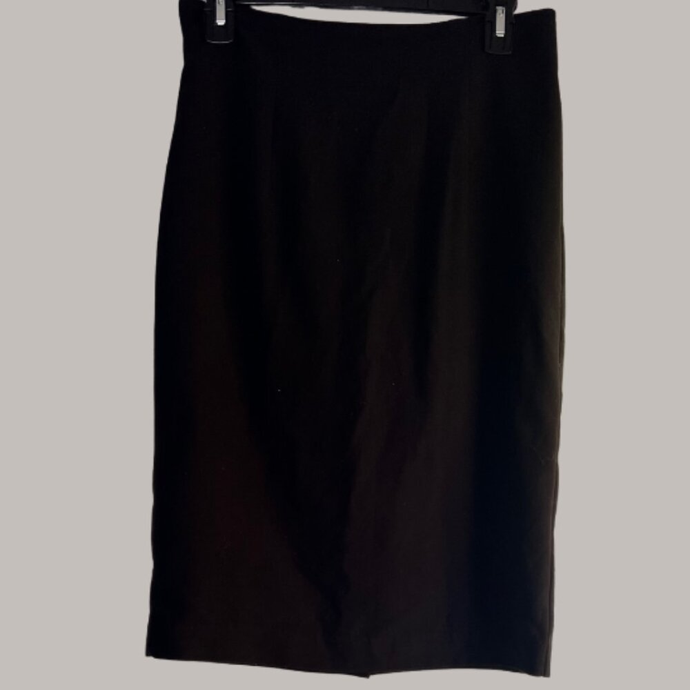 BLACK HIGH WAISTED PENCIL SKIRT W/ SLIT AT BACK